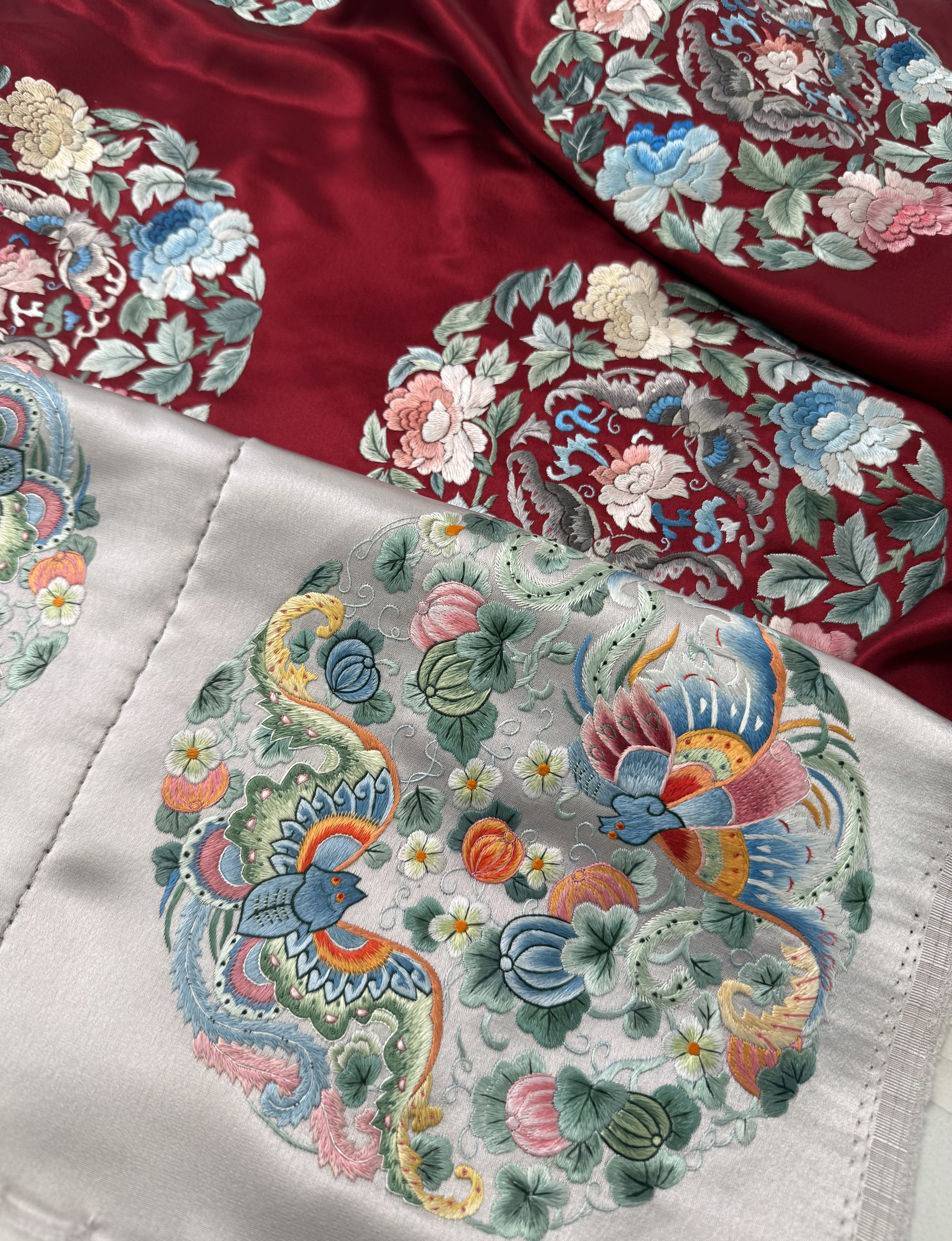 龚美红苏绣手工绣片 麒麟送子瓜瓞绵绵 古风刺绣布贴服装装饰辅料