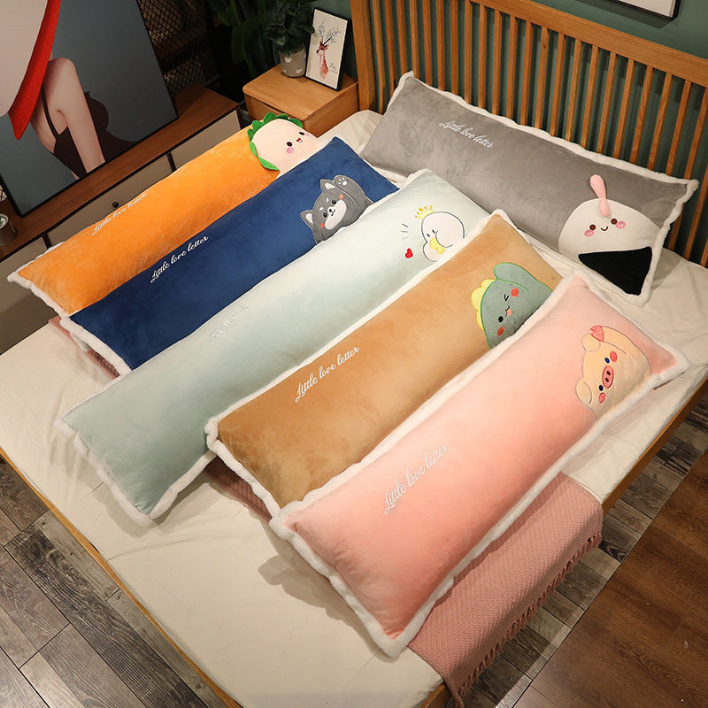 卡通长方形抱枕可爱恐龙哈士奇动物绣花可拆洗长方形长条夹腿抱枕