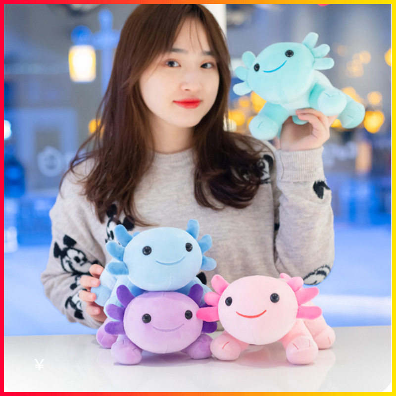 跨境墨西哥蝾螈公仔玩偶可爱六角恐龙axolotl毛绒玩具布娃娃