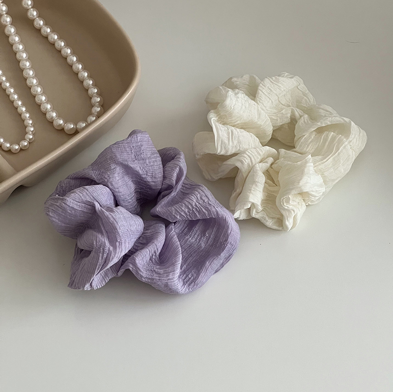 heyjill自制 软绵绵云朵发圈 复古纯色手工褶皱大肠圈 紫白两色