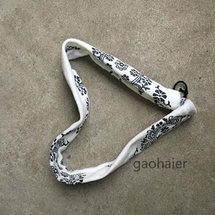 笛箫配件古风典雅印花植绒布袋黑白绒袋/便携式笛子袋束口可拎