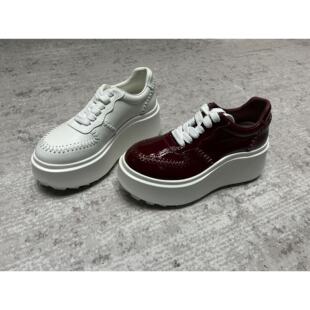 【商商sunny专属】跟高8CM-左右厚底牛皮小白鞋26049