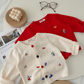 上衣1 MIKI日系春秋女童毛衣外套 可爱洋气幼儿园女宝宝针织开衫