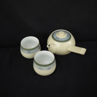 双子商店 中古日本制有田烧手绘趣味相扑人物描边侧把茶壶茶杯