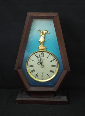 双子商店 孤品中古日本制SEIKO精工实木框音乐座钟装饰摆件