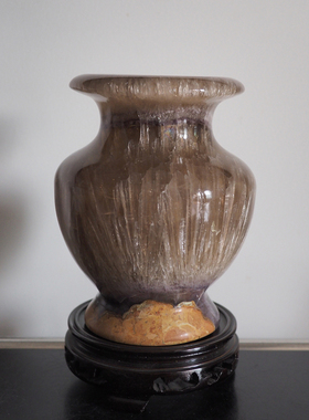 中古水晶玉石花瓶结晶玉石花器