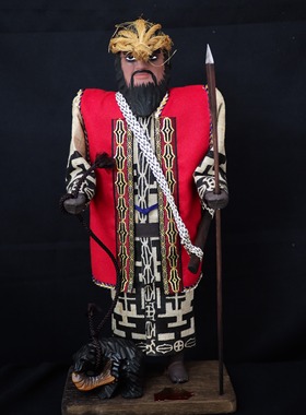 双子商店 孤品中古日本北海道传统民艺木雕人形猎人装饰摆件