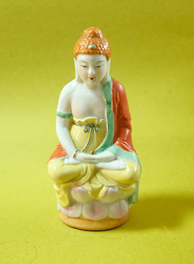 双子商店 孤品 中古中国制陶瓷彩绘释迦摩尼装饰摆件