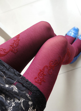 Modern Red 丝绒文艺复古花朵丝袜 连裤袜 特别款