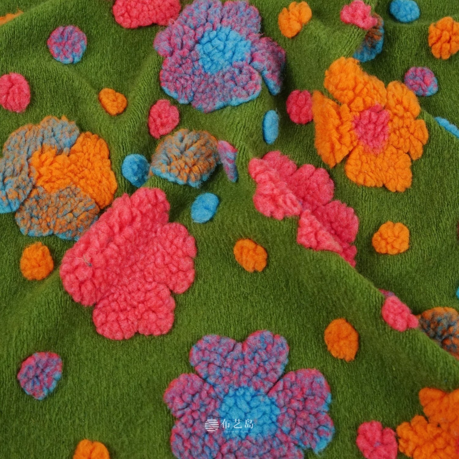 千层酥弹力 绿色底彩色大花朵针织羊毛布料毛衣外套手工diy面料,居家布艺,海绵垫/布料/面料/手工diy,淘宝优惠券,粉丝福利购,淘宝优惠卷