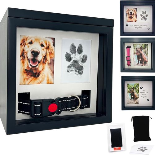 跨境实木宠物骨灰盒爪印相框猫咪狗狗爪印DIY宠物手脚印纪念相框