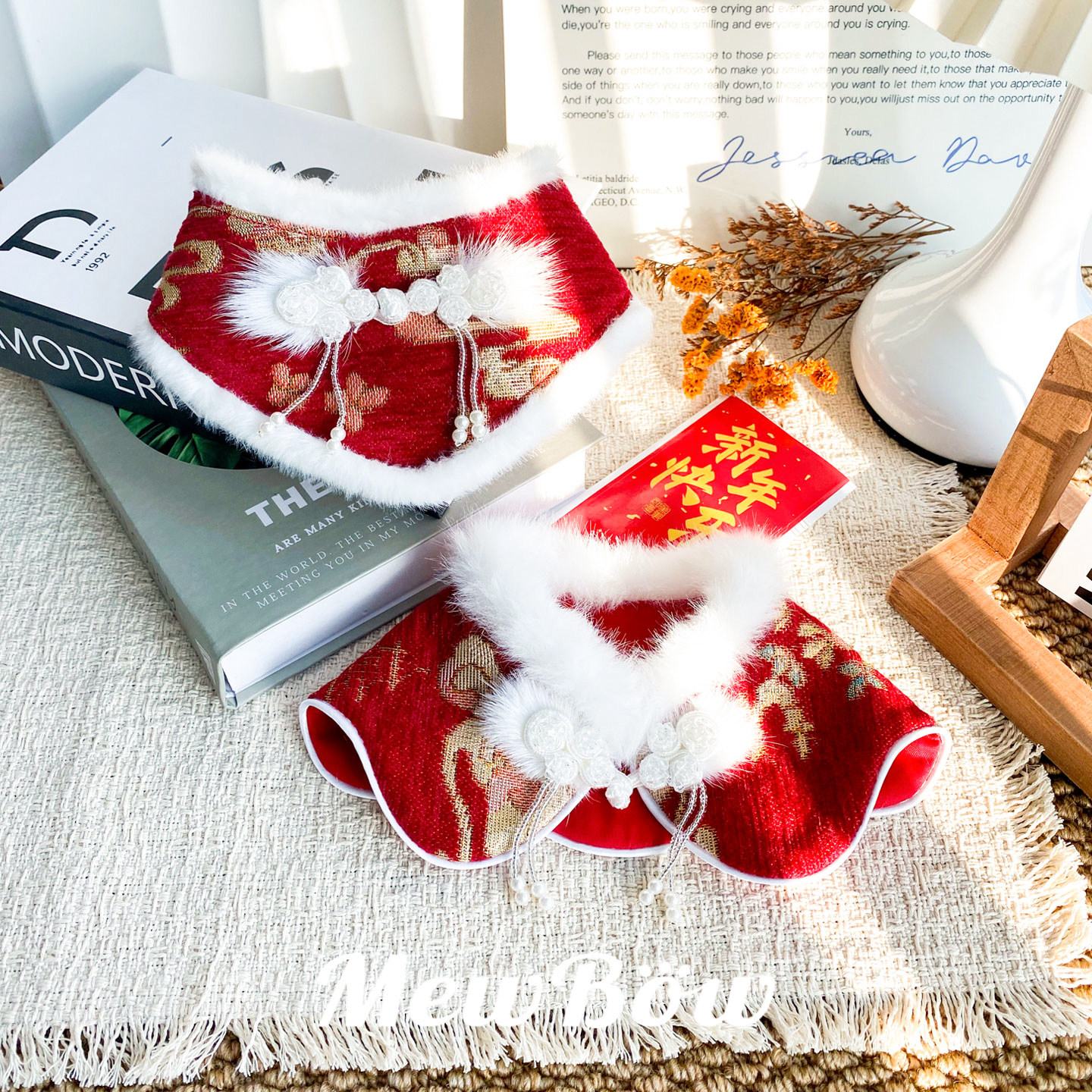 MewBow原创手作猫咪狗狗围脖口水巾宠物新年喜庆围巾披肩拜年围兜,宠物/宠物食品及用品,围巾/口水巾,淘宝优惠券,粉丝福利购,淘宝优惠卷