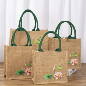 麻布袋复亚麻荷花茶叶礼品袋