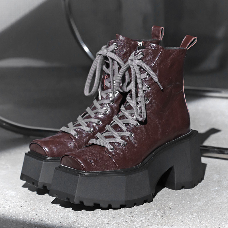 古菲斯奇女鞋厚底马丁靴子短筒