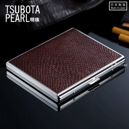 Японский оригинальный импортный длинный ультратонкий металлический черный портсигар подходит для мужчин и женщин, из натуральной кожи