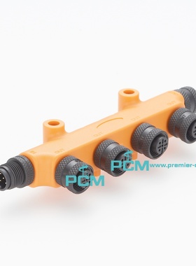 NMEA2000T型1公转5母游艇用电源线Micro-C船用6通多端口M12转接头