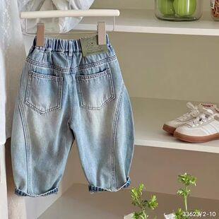儿童牛仔裤男童新款2026爆款男童宽松弯刀裤女童春季休闲洋气长裤