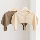 山羊绒秋冬新款 女高端纯色针织户外护肩保暖时尚 系扣披肩