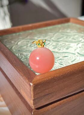 缘创手作天然非红玛瑙圆珠吊坠女复古精致吊坠转运珠纯银锁扣