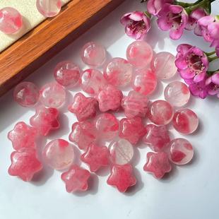 天然原矿玉化樱花雨粉蔷薇星星女手串手链粉色桃花男手串diy配件