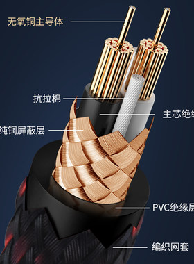 怪兽 6.5转卡农公母发烧纯铜大二芯三芯话筒功放调音台音响音频线