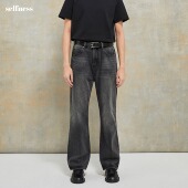 长裤 SELFNESS 黑色水洗做旧男士 直筒牛仔裤 CONE DENIM百搭基本款