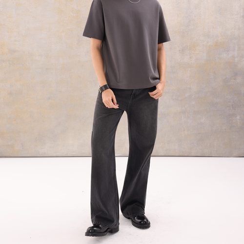 Selfness2021M版型水洗黑牛仔裤