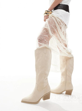 英国代购正品02.24 2025潮流导向 女鞋新款 时尚浅色舒适百搭靴子