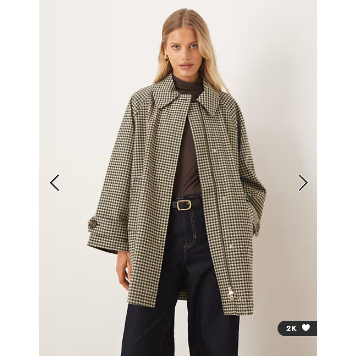 英国代购正品01.17 2026潮流导向 女装新款 翻领迷你格子中长大衣,女装/女士精品,短外套,淘宝优惠券,粉丝福利购,淘宝优惠卷