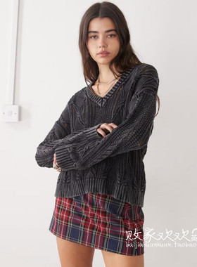 英国代购正品10.04 2025潮流导向 女装新款 深色针织长袖舒适毛衣