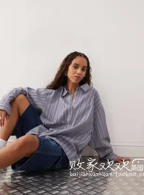 英国代购正品07.08 2025潮流导向 女装新款 休闲翻领条纹长袖衬衫