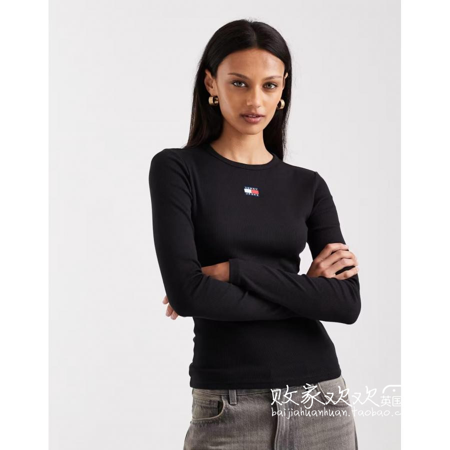 英国代购正品11.22 2025潮流导向 女装新款 标志长袖深色舒适T恤