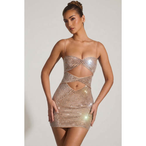 英国代购正品09.09 名品ohpolly 女装新款 吊带闪钻迷人连衣裙