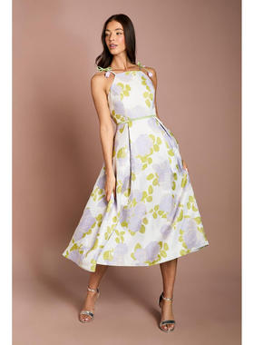 英国代购正品05.08 名品PL 女装新款 设计花中长款百搭连衣裙