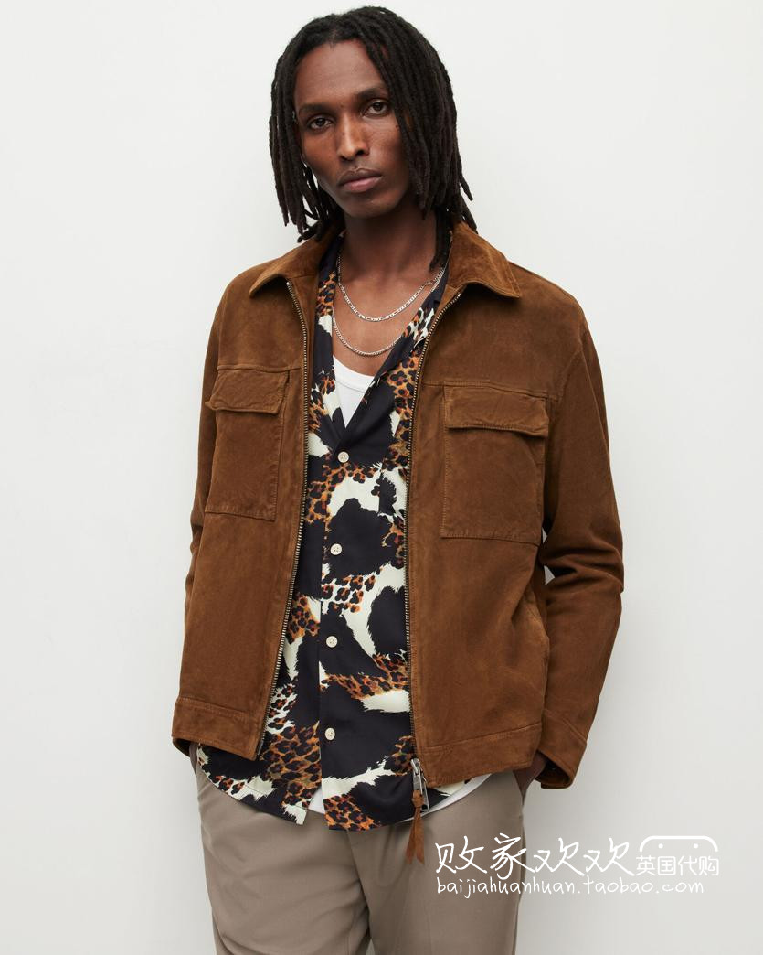 英国代购正品03.16 ALL SAINTS 23 Cozza 翻领羊皮真皮男款 皮衣