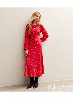 英国代购正品08.16 名品NL 女装新款 时尚碎花长款百搭连衣裙
