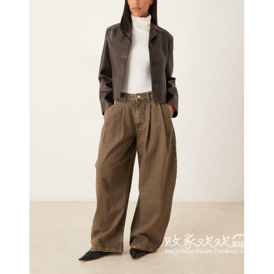 英国代购正品10.08 2025潮流导向 女装新款 休闲阔腿长款牛仔裤