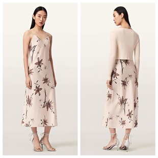 名品NEXT 03.30 正品 百搭连衣裙 新款 吊带印花长款 女装 英国代购