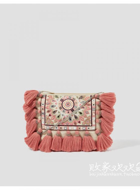 英国代购正品03.02 名品Monsoon 女包新款 刺绣花流苏手拿包