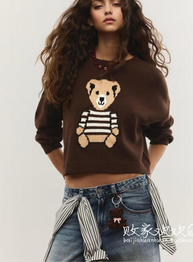 英国代购正品08.26 2025潮流导向 女装新款 熊熊图案长袖舒适卫衣