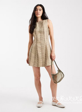 英国代购正品08.01 2025潮流导向 女装新款 蛇皮纹迷人百搭连衣裙