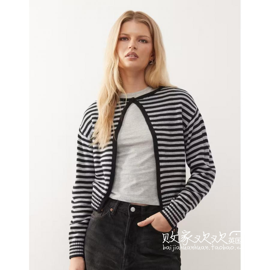 英国代购正品11.27 2025潮流导向 女装新款 休闲横纹针织百搭开衫