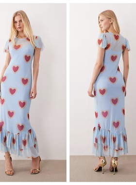 英国代购正品01.24 2026潮流导向 女装新款 爱心设计长款连衣裙