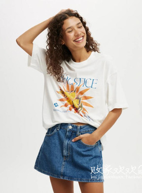 英国代购正品07.02 2025潮流导向 女装新款 休闲花朵宽松短袖T恤