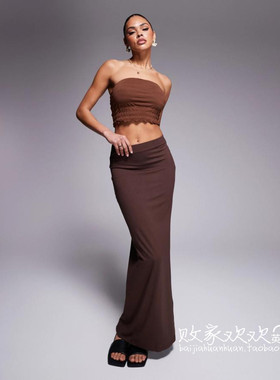 英国代购正品02.15 2025潮流导向 女装新款 时尚深色长款半身裙