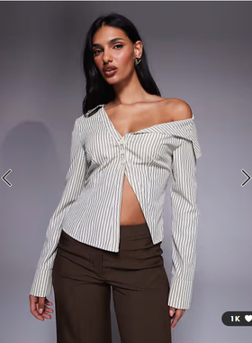 英国代购正品01.24 2026潮流导向 女装新款 设计条纹长袖舒适衬衫