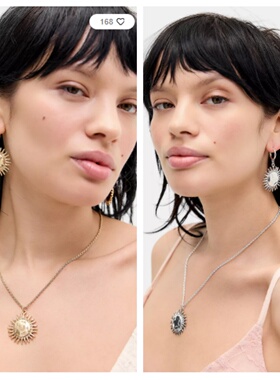 英国代购正品01.14 名品UO 饰品新款 太阳花吊坠设计耳环 项链