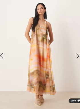 英国代购正品03.09 2026潮流导向 女装新款 吊带印花宽松连衣裙