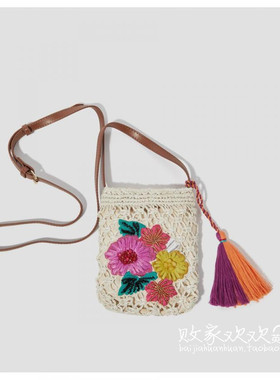 英国代购正品03.02 名品Monsoon 女包新款 钩针刺绣花迷你斜挎包