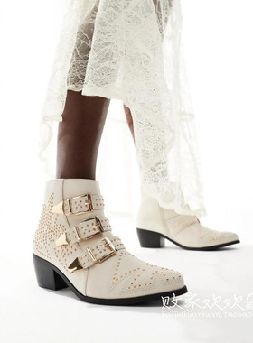 英国代购正品02.24 2025潮流导向 饰品新款 闪钻浅色舒适百搭短靴